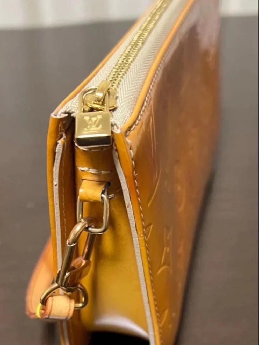 Louis Vuitton Patent Monogram Shoulder Bag in Golden Yellow